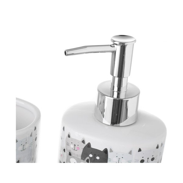 Set suport periuțe și dozator de săpun Casa Selección Gatos, ceramică-image-1