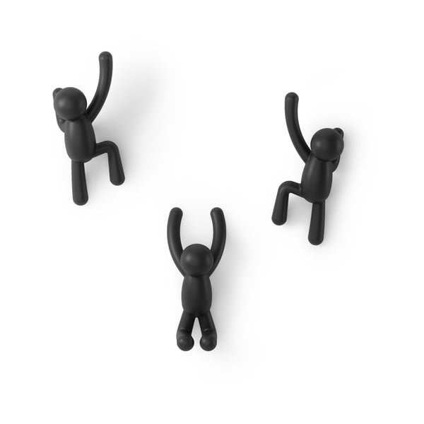 Cârlige 3 buc. de montat pe perete din plastic Buddy – Umbra-image-4