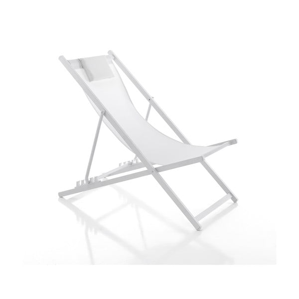 Șezlong de grădină alb din metal pliabil Milos – Tomasucci