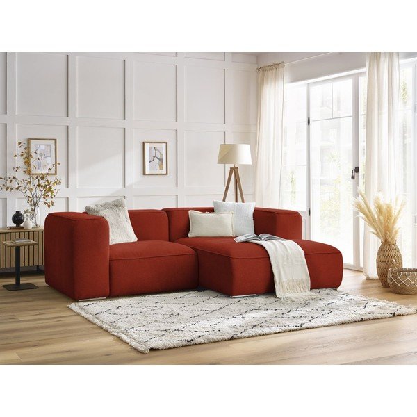 Colțar cărămiziu cu tapițerie din țesătură bouclé (cu colț pe partea dreaptă) Zephyr – Bobochic Paris-image-1