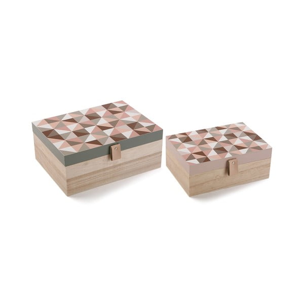 Set 2 cutii depozitar Versa Wood