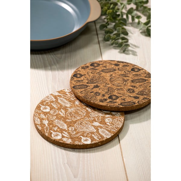 Suporturi pentru vase fierbinți 2 buc. din plută ø 20 cm Veggie – Ladelle-image-1