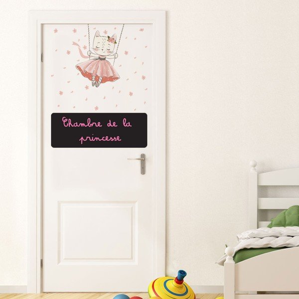 Set 2 autocolante de perete și 4 crete Ambiance Dancing Cat and Blackboard-image-1