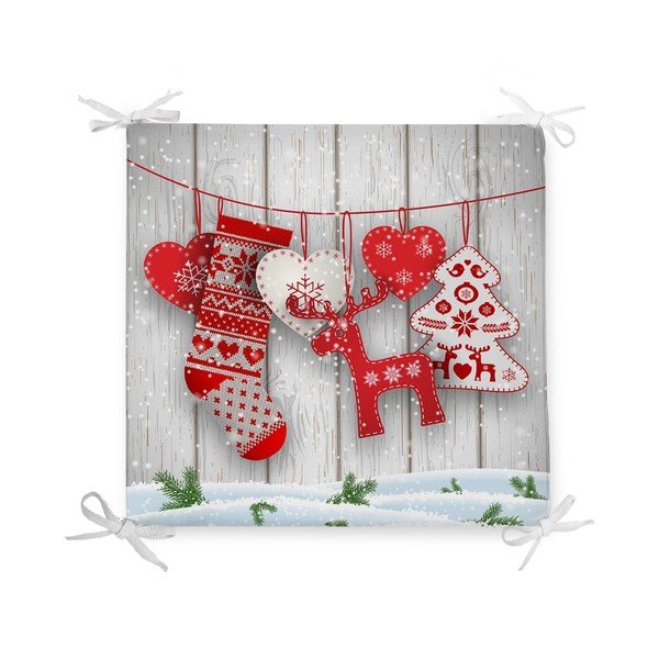 Pernă de scaun din amestec de bumbac cu model de Crăciun Minimalist Cushion Covers Xmas Symbols, 42 x 42 cm