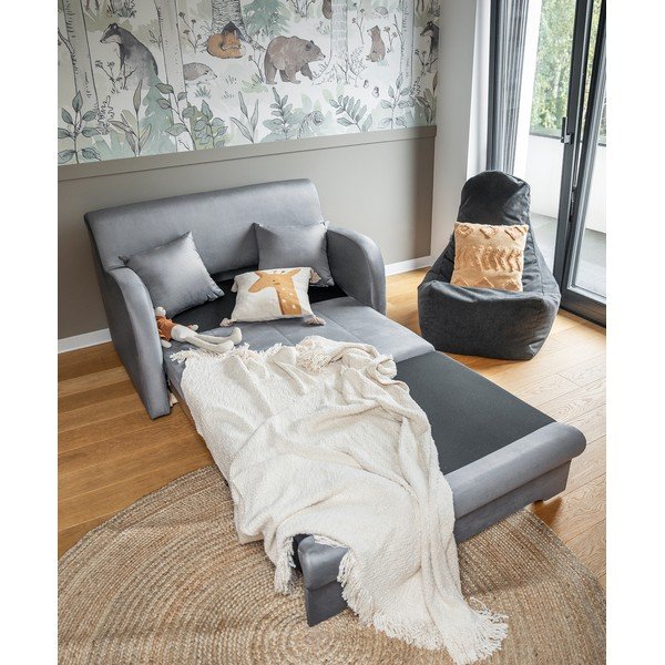 Canapea gri deschis extensibilă cu tapițerie din catifea 130 cm Ario – ELTAP-image-2