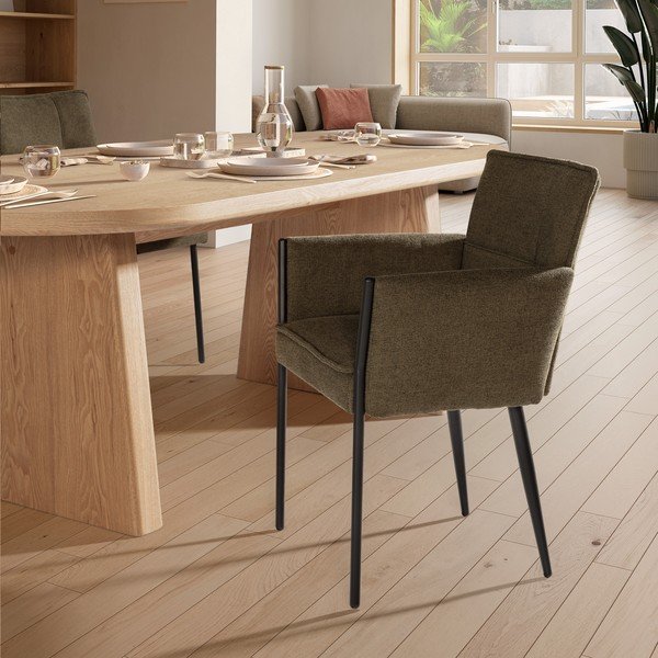 Scaun de living verde cu cotiere tapițat Vesta – MOME-image-2
