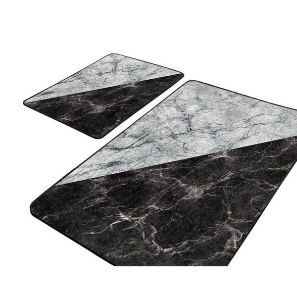 Covorașe de baie negru-alb 2 buc. 60x100 cm – Mila Home-image-4
