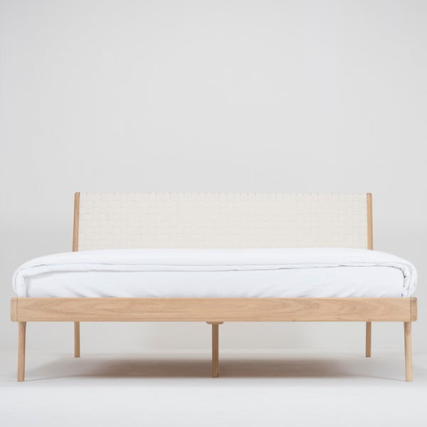 Pat matrimonial din lemn de stejar alb-natural 160x200 cm Fawn – Gazzda-image-3