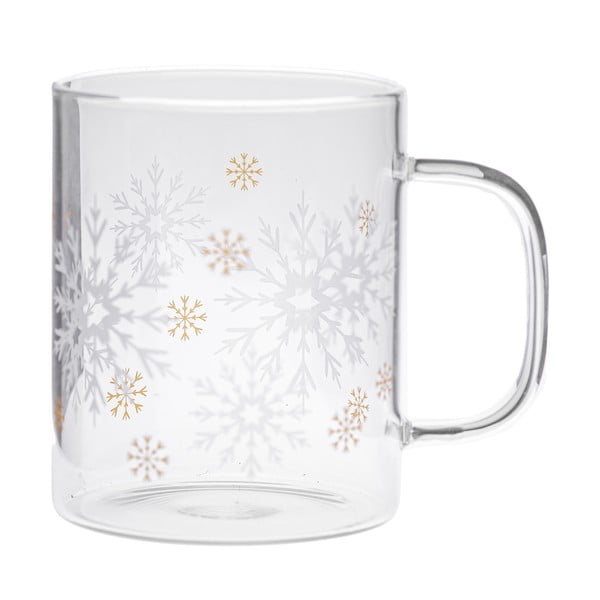 Cană din sticlă 410 ml  cu model de Crăciun Frosty Flakes – Dakls