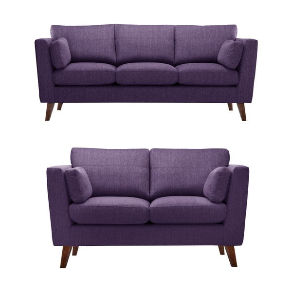 Set 2 canapele pentru 2 și 3 persoane Jalouse Maison Elisa, mov