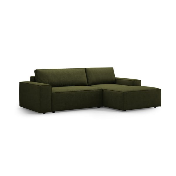 Colțar verde închis extensibil cu tapițerie din țesătură bouclé (cu colț pe partea dreaptă) Jodie – Micadoni Home-image-3