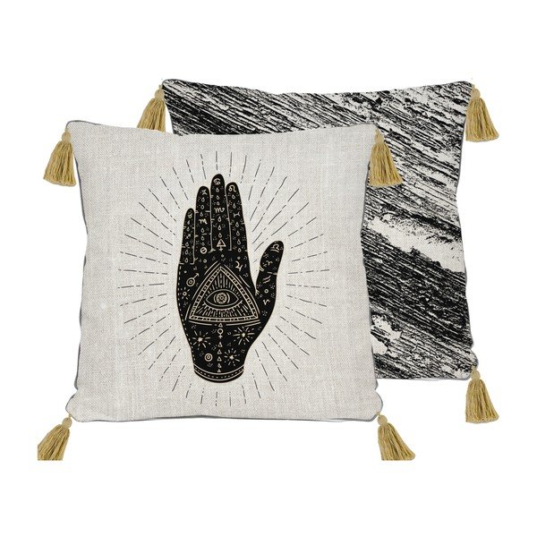 Pernă Madre Selva Hand, 45 x 45 cm, bej - negru-image-1