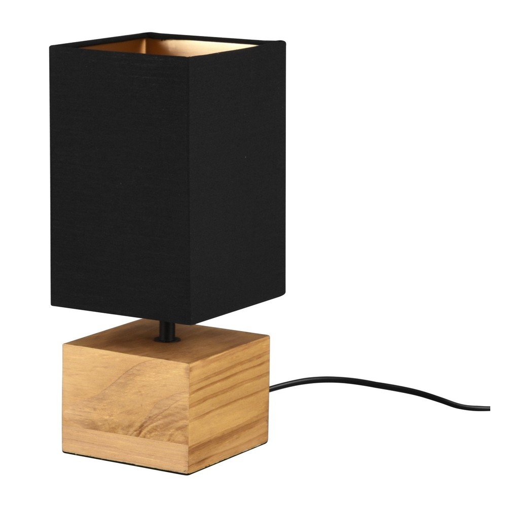 Veioză neagră/în culoare naturală cu abajur textil (înălțime 30 cm) Woody – Reality