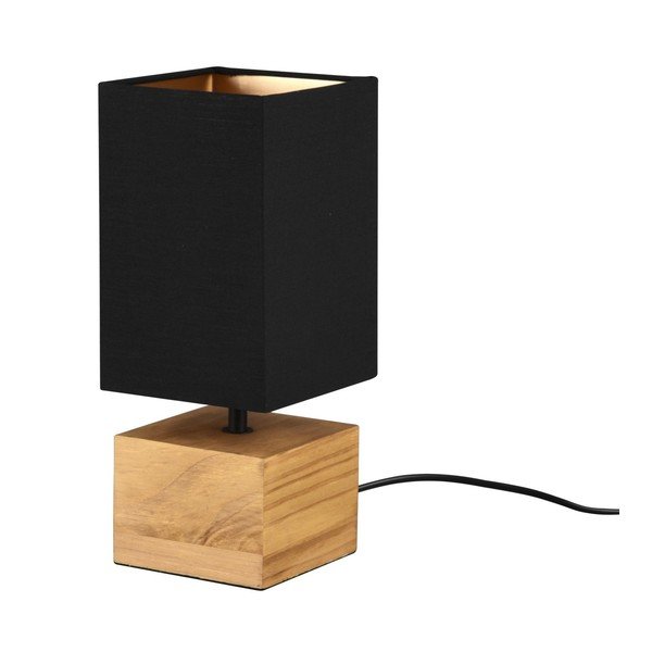 Veioză neagră/în culoare naturală cu abajur textil (înălțime 30 cm) Woody – Reality