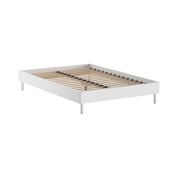 Pat matrimonial alb din lemn de fag fără tăblie cu somieră 140x200 cm Forrest – Vipack