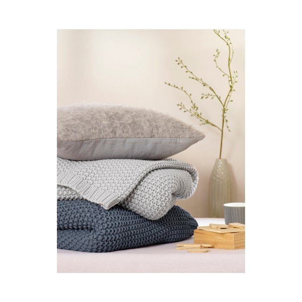 Pătură tricotată Biederlack, 170 x 130 cm, gri-image-1