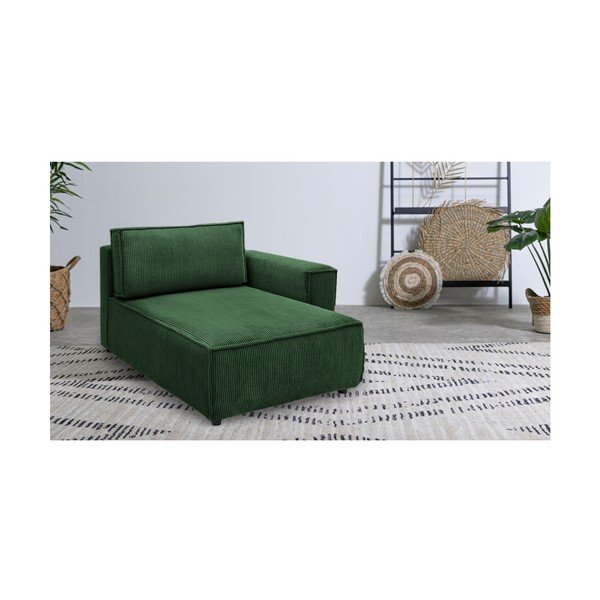 Modul pentru canapea verde cu tapițerie din catifea reiată  (cu colț pe partea dreaptă) Nihad modular – Bobochic Paris-image-1