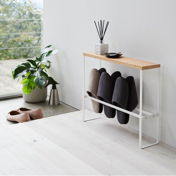 Suport pentru papuci de casă alb/în culoare naturală din metal Tower – YAMAZAKI-image-1