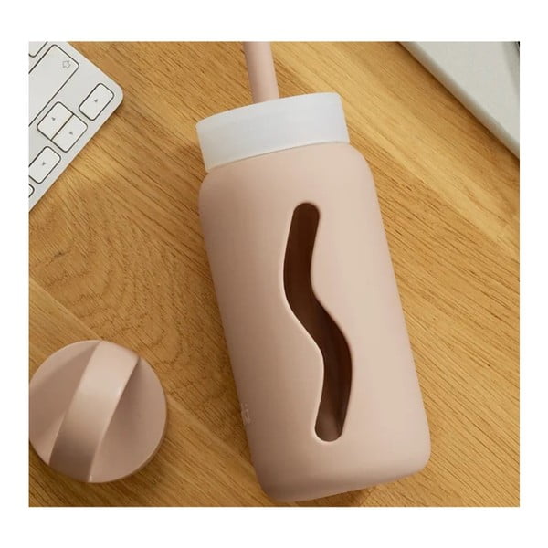 Pai de băut cu perie de curățare/cu capac inclus din silicon Tropical Papaya – Muuki-image-1