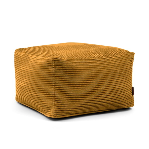 Fotoliu bean bag galben muștar cu tapițerie din catifea reiată Softbox MooG – SLOWDOWN