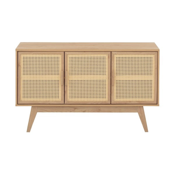 Comodă în culoare naturală joasă cu aspect de lemn de stejar 128x75 cm Bridget – Støraa