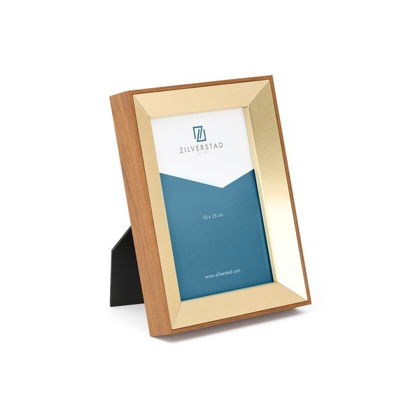 Ramă foto alămie cu picior de susținere din metal 13,5x18,5 cm Marseille – Zilverstad