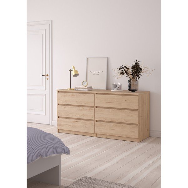 Comodă în culoare naturală cu aspect de lemn de stejar 154x76x50 cm Naia – Tvilum-image-1