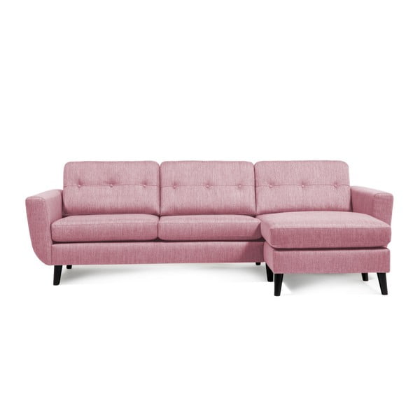 Canapea cu șezlong pe partea dreaptă Vivonita Harlem, roz deschis