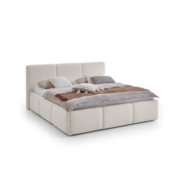 Pat matrimonial fildeș tapițat fără somieră 180x200 cm Merida – Meise Möbel