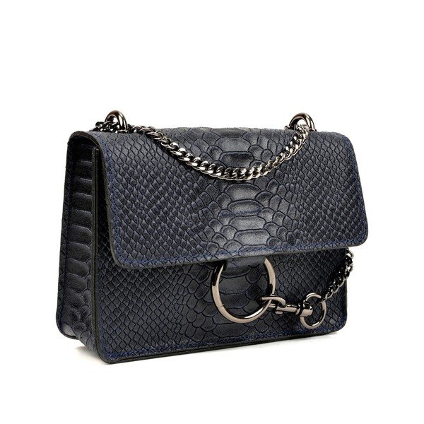 Poșetă din piele Carla Ferreri Bella, albastru închis-image-2