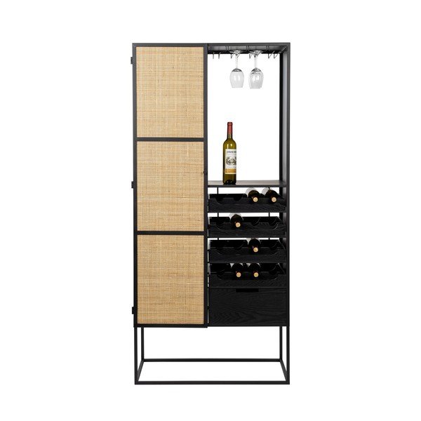 Dulap vinotecă din ratan negru pentru 16 sticle, 80x175 cm Guuji - White Label-image-3