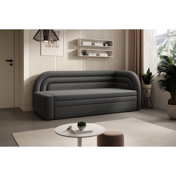 Canapea taupe extensibilă/cu spațiu de depozitare cu tapițerie din catifea cu colț pe partea dreaptă 223 cm Fabillo – ELTAP-image-3