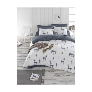 Lenjerie de pat cu cearșaf din bumbac ranforce, pentru pat dublu Mijolnir GoodTime White, 160 x 220 cm