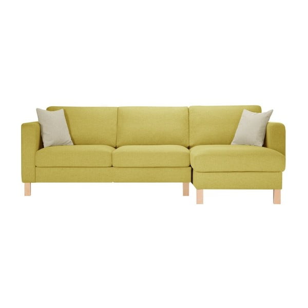 Canapea cu șezlong pe partea dreaptă și 2 perne crem Stella Cadente Maison Canoa, galben
