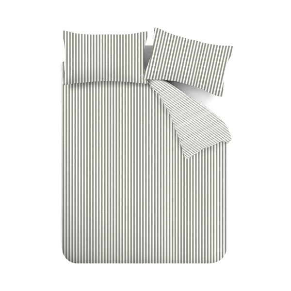 Lenjerie de pat verde din flanelă pentru pat dublu, extinsă 230x220 cm Stripe – Catherine Lansfield