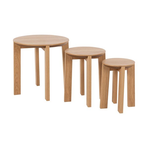 Măsuțe auxiliare rotunde 3 buc. în decor de stejar ø 50 cm Maxime - Actona