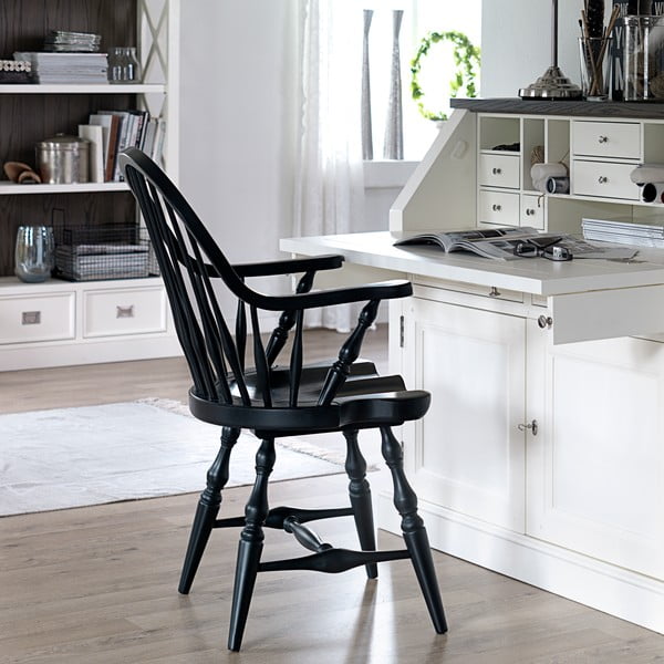 Scaun din lemn de stejar Canett Wembley, negru-image-1