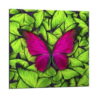 Tablou Styler Glasspik Green Butterfly, 20 x 20 cm