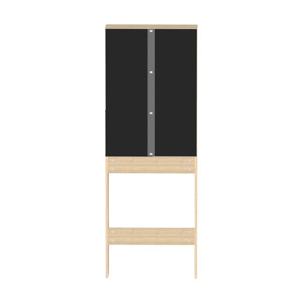 Dulap de baie negru înalt cu aspect de lemn de stejar 64x179 cm Kube - TemaHome -image-4