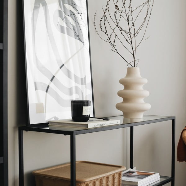 Etajeră neagră din sticlă 100x85 cm Camiko – Neostill-image-2