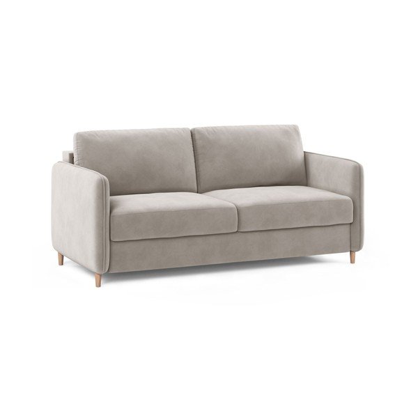 Canapea bej pentru dormitul zilnic cu tapițerie din catifea 184 cm – Micadoni -image-2