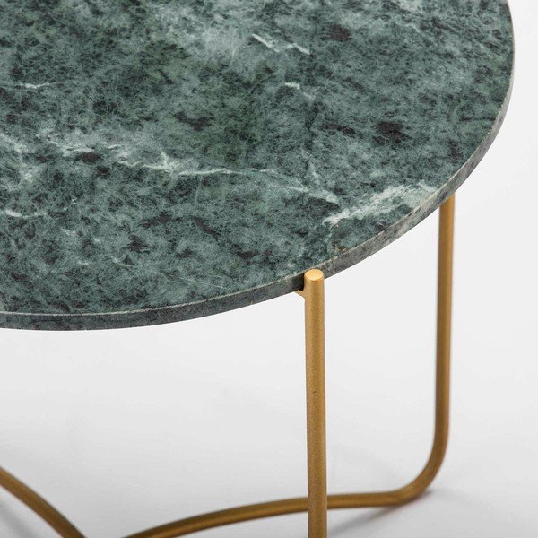Masă auxiliară cu blat din marmură Thai Natura, 57 cm, auriu - verde-image-1