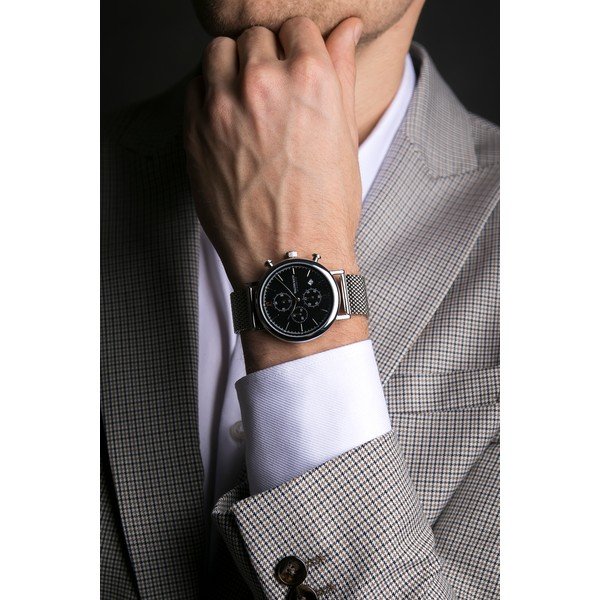 Ceas bărbătesc cu curea din oțel inoxidabil Walter Bach Style, argintiu-image-4