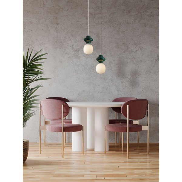 Lustră albă/petrol din ceramică cu abajur din sticlă ø 18 cm Clio – Nova Luce-image-4