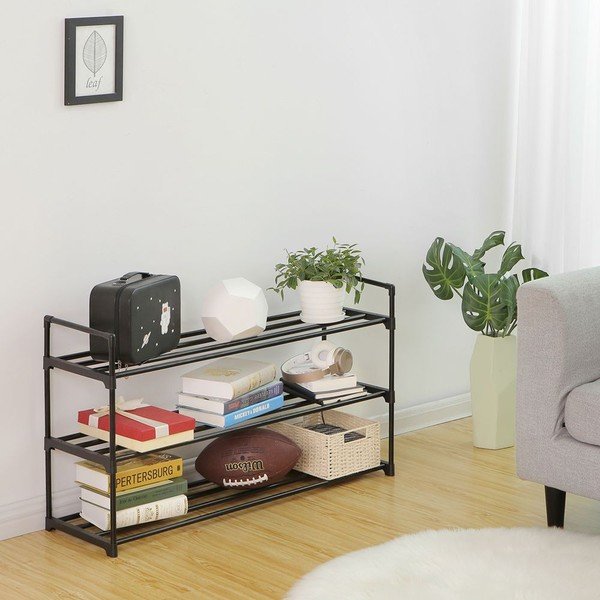 Suport metalic pentru 12 perechi de pantofi Songmics, lățime 92 cm, negru-image-4