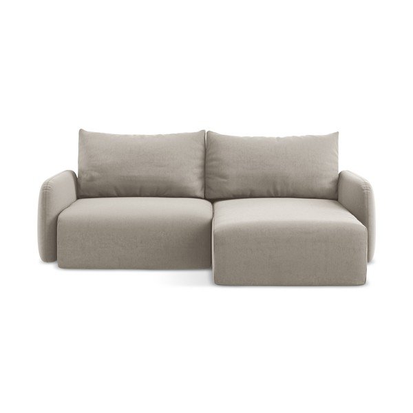 Colțar taupe extensibil/cu spațiu de depozitare cu tapițerie din catifea (cu colț pe partea dreaptă/cu șezlong) Kalena – Makamii