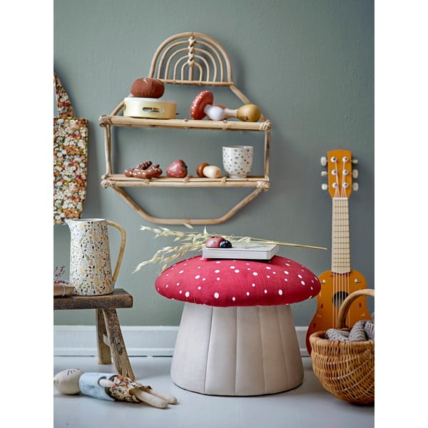 Puf pentru copii roșu/alb cu tapițerie din catifea Lue - Bloomingville Mini-image-3