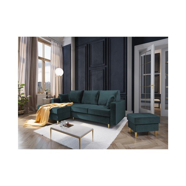 Puf Mazzini Sofas Muguet, 60 x 45 cm, albastru petrol-image-3