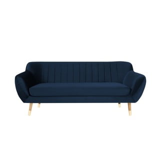 Canapea cu tapițerie din catifea Mazzini Sofas Benito, albastru închis, 188 cm