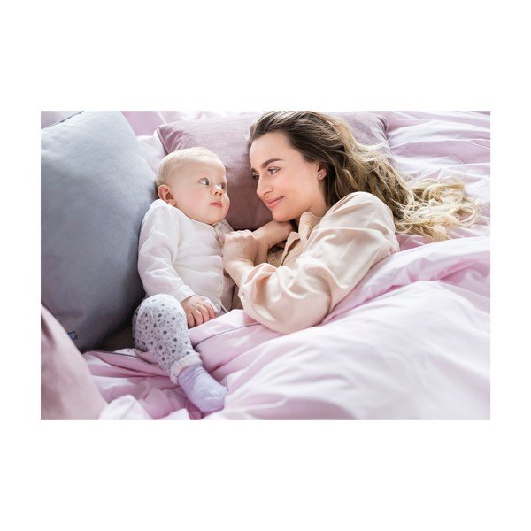 Husă de pilotă roz din bumbac egiptean pentru pat dublu/extinsă 200x220 cm Peonia – WeLoveBeds-image-2